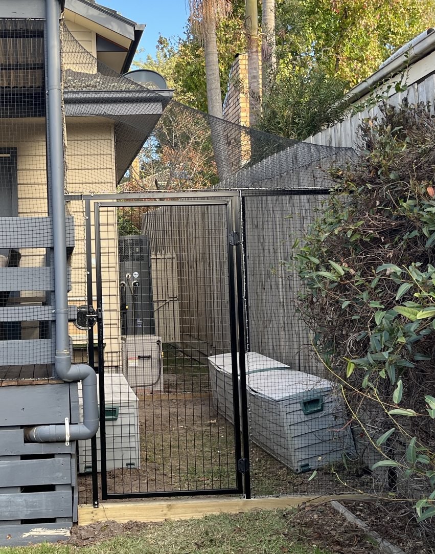 Black mesh gate – 1820mm high x 865mm wide - Cat Enclosure Supplies